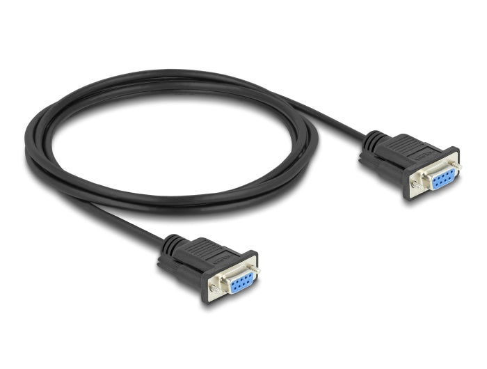 Delock RS-232 Kabel Seriell D-Sub9 Buchse zu Buchse mit schmalem Steckergehäuse 2 m