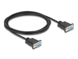 Delock RS-232 Kabel Seriell D-Sub9 Buchse zu Buchse mit schmalem Steckergehäuse 2 m