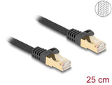 Delock RJ45 Netzwerkkabel mit Geflechtmantel Cat.6A S/FTP Stecker zu Stecker 0,25 m schwarz