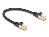 Delock RJ45 Netzwerkkabel mit Geflechtmantel Cat.6A S/FTP Stecker zu Stecker 0,25 m schwarz