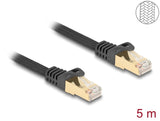 Delock RJ45 Netzwerkkabel mit Geflechtmantel Cat.6A S/FTP Stecker zu Stecker 5 m schwarz