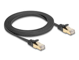 Delock RJ45 Flachband Netzwerkkabel mit Geflechtmantel Cat.6A U/FTP Stecker zu Stecker 2 m schwarz