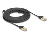 Delock RJ45 Flachband Netzwerkkabel mit Geflechtmantel Cat.6A U/FTP Stecker zu Stecker 7,5 m schwarz