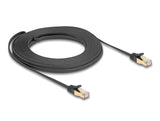 Delock RJ45 Flachband Netzwerkkabel mit Geflechtmantel Cat.6A U/FTP Stecker zu Stecker 10 m schwarz