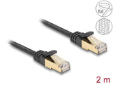 Delock RJ45 Flachband Netzwerkkabel mit Geflechtmantel Cat.6A U/FTP Stecker zu Stecker 2 m schwarz