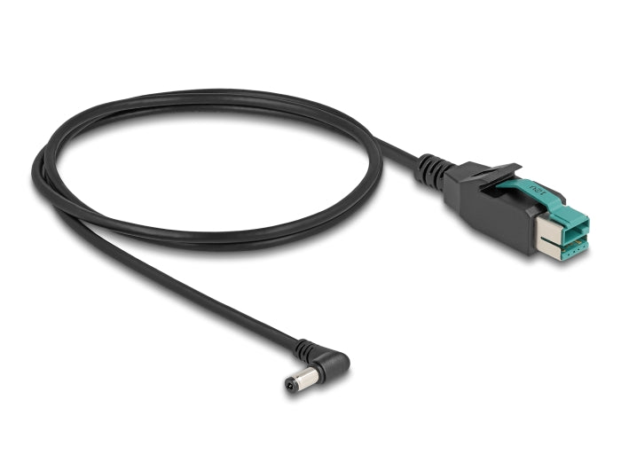 Delock PoweredUSB Kabel Stecker 12 V zu DC 5,5 x 2,1 mm Stecker gewinkelt 1 m