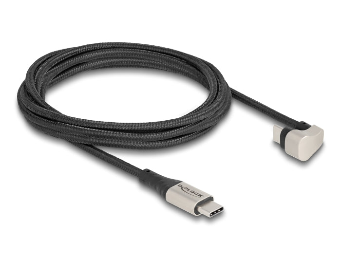 Delock USB 2.0 Kabel USB Type-C™ Stecker zu Stecker 180° gewinkelt 2 m PD 60 W