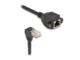 Delock Netzwerk Verlängerungskabel S/FTP Stecker RJ45 Stecker 90° gewinkelt zu RJ45 Einbaubuchse Cat.6A 2 m schwarz
