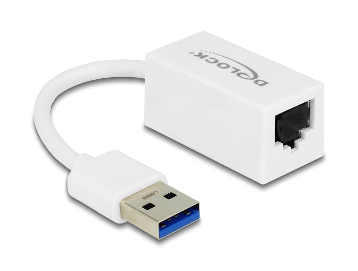 Delock USB Typ-A Netzwerk Adapter Gigabit LAN 1 x RJ45 kompakt weiß