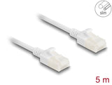 Delock RJ45 Netzwerkkabel Cat.6A Stecker zu Stecker mit robuster Rastnase Industrietauglich U/UTP Slim 5 m weiß