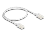 Delock RJ45 Netzwerkkabel Cat.6A Stecker zu Stecker mit robuster Rastnase Industrietauglich U/UTP Slim 0,5 m weiß