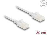 Delock RJ45 Netzwerkkabel Cat.6A Stecker zu Stecker mit robuster Rastnase Industrietauglich U/UTP Slim 0,3 m weiß