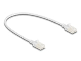 Delock RJ45 Netzwerkkabel Cat.6A Stecker zu Stecker mit robuster Rastnase Industrietauglich U/UTP Slim 0,3 m weiß
