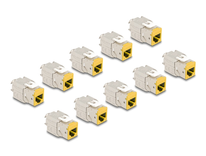 Delock Keystone Modul RJ45 Buchse zu LSA Cat.6A werkzeugfrei gelb Set 10 Stück