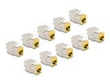 Delock Keystone Modul RJ45 Buchse zu LSA Cat.6A werkzeugfrei gelb Set 10 Stück