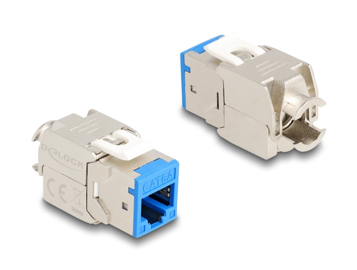 Delock Keystone Modul RJ45 Buchse zu LSA Cat.6A werkzeugfrei blau Set 10 Stück