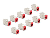 Delock Keystone Modul RJ45 Buchse zu LSA Cat.6A werkzeugfrei rot Set 10 Stück