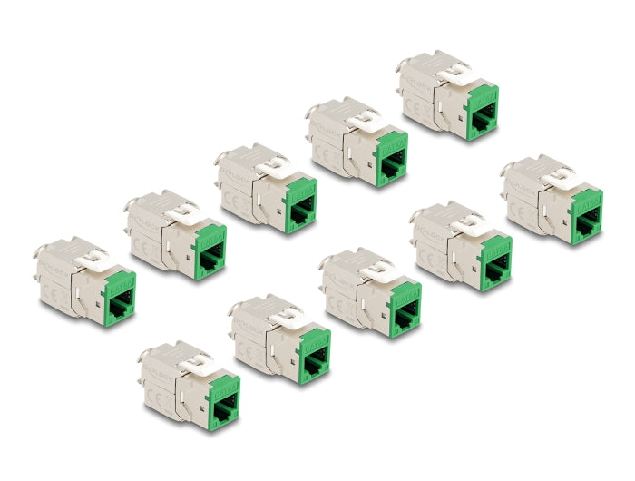 Delock Keystone Modul RJ45 Buchse zu LSA Cat.6A werkzeugfrei grün Set 10 Stück