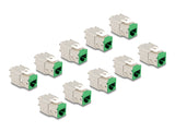 Delock Keystone Modul RJ45 Buchse zu LSA Cat.6A werkzeugfrei grün Set 10 Stück