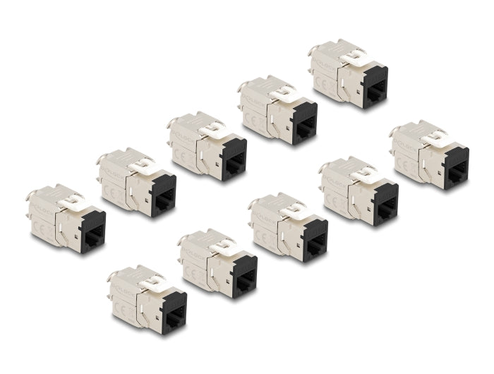 Delock Keystone Modul RJ45 Buchse zu LSA Cat.6A werkzeugfrei schwarz Set 10 Stück