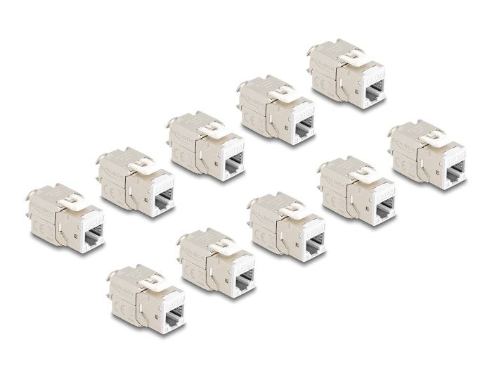 Delock Keystone Modul RJ45 Buchse zu LSA Cat.6A werkzeugfrei weiß Set 10 Stück