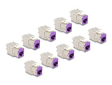 Delock Keystone Modul RJ45 Buchse zu LSA Cat.6A werkzeugfrei violett Set 10 Stück