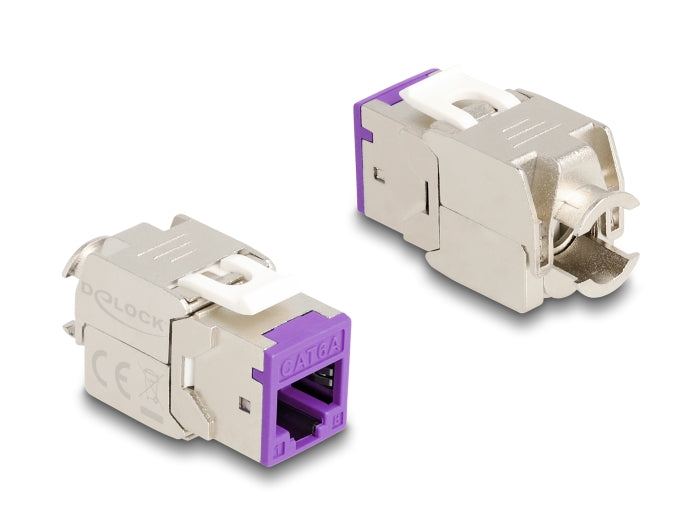 Delock Keystone Modul RJ45 Buchse zu LSA Cat.6A werkzeugfrei violett Set 10 Stück