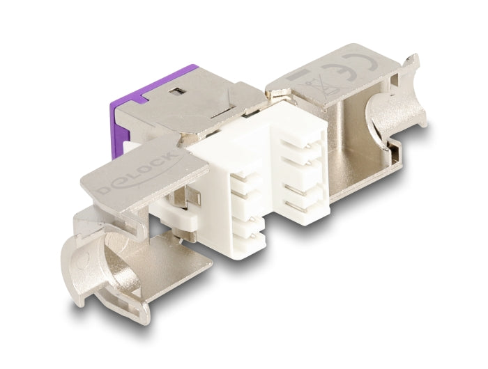 Delock Keystone Modul RJ45 Buchse zu LSA Cat.6A werkzeugfrei violett Set 10 Stück