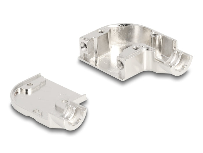 Delock Gehäuse für D-Sub 9 Pin Stecker / Buchse mit Metallhalterung 90° gewinkelt Zinklegierung