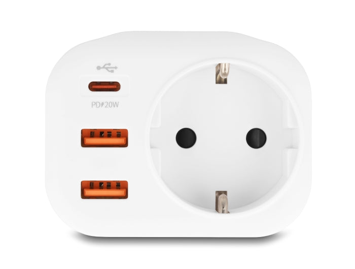 Delock Schutzkontakt-Steckdose mit Kindersicherung und USB PD Ladegerät 20 W