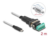 Delock Adapter USB 2.0 Type-C™ zu 1 x Seriell RS-422/485 Stecker mit 6 Pin Terminalblock 5 V 2 m