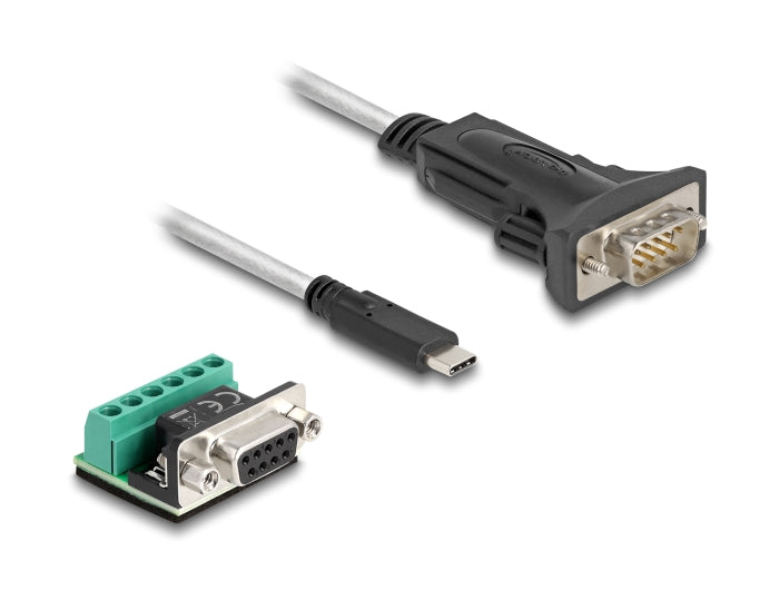 Delock Adapter USB 2.0 Type-C™ zu 1 x Seriell RS-422/485 Stecker mit 6 Pin Terminalblock 5 V 2 m