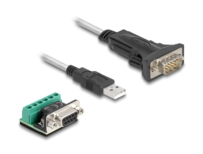 Delock Adapter USB 2.0 Typ-A zu 1 x Seriell RS-422/485 Stecker mit 6 Pin Terminalblock 5 V 0,5 m