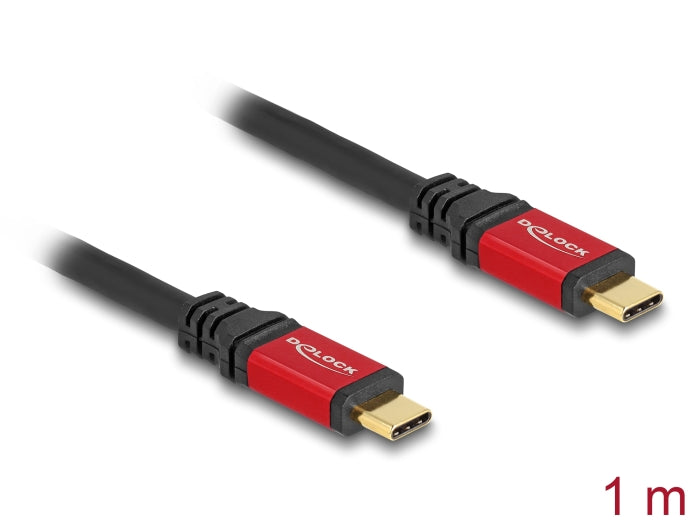 Delock USB 5 Gbps Kabel USB Type-C™ Stecker zu Stecker PD 3.0 100 W E-Marker 1 m rot Metall
