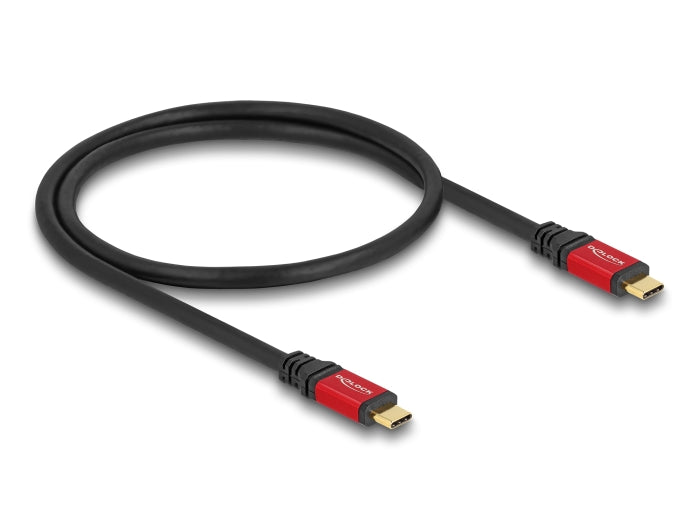Delock USB 20 Gbps Kabel USB Type-C™ Stecker zu Stecker PD 3.0 100 W E-Marker 0,5 m rot Metall
