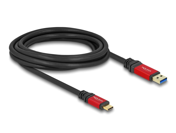 Delock USB 10 Gbps Kabel USB Typ-A Stecker zu USB Type-C™ Stecker 3 m rot Metall