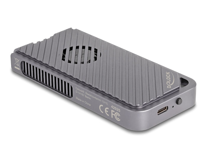 Delock USB 40 Gbps Gehäuse für 1 x M.2 NVMe SSD im Gaming Style mit LED und Lüfter - werkzeugfrei