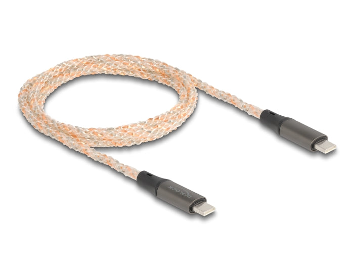 Delock USB 2.0 Kabel USB Type-C™ Stecker zu Stecker PD 3.0 100 W mit RGB Beleuchtung 1,20 m