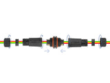 Delock Kabelverbinder für Außenbereich 3 Pin, IP68 wasserdicht, schraubbar, Kabeldurchmesser 4,5 - 7,5 mm schwarz
