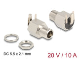 Delock Steckverbinder DC 5,5 x 2,1 mm Buchse zum Einbau Lötversion gewinkelt - Sechskant 20 V / 10 A