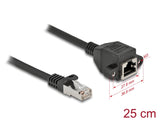 Delock Netzwerk Verlängerungskabel S/FTP RJ45 Stecker zu RJ45 Buchse Cat.6A 25 cm schwarz