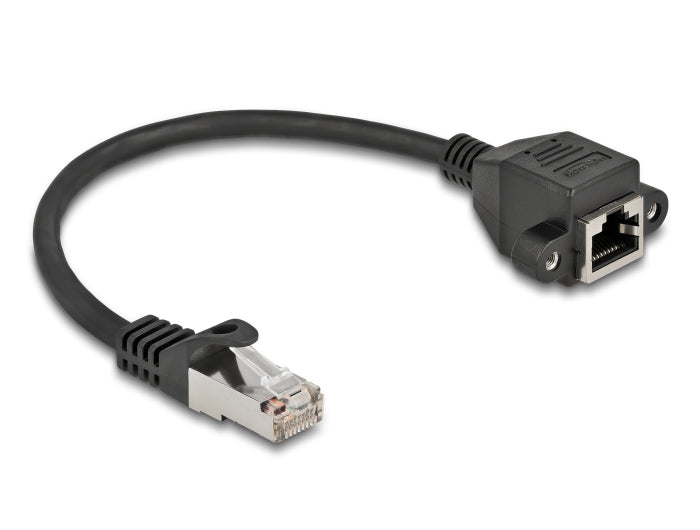 Delock Netzwerk Verlängerungskabel S/FTP RJ45 Stecker zu RJ45 Buchse Cat.6A 25 cm schwarz