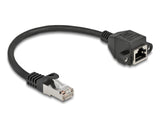 Delock Netzwerk Verlängerungskabel S/FTP RJ45 Stecker zu RJ45 Buchse Cat.6A 25 cm schwarz