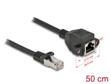 Delock Netzwerk Verlängerungskabel S/FTP RJ45 Stecker zu RJ45 Buchse Cat.6A 50 cm schwarz