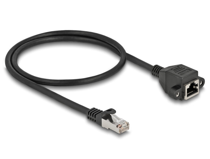 Delock Netzwerk Verlängerungskabel S/FTP RJ45 Stecker zu RJ45 Buchse Cat.6A 50 cm schwarz