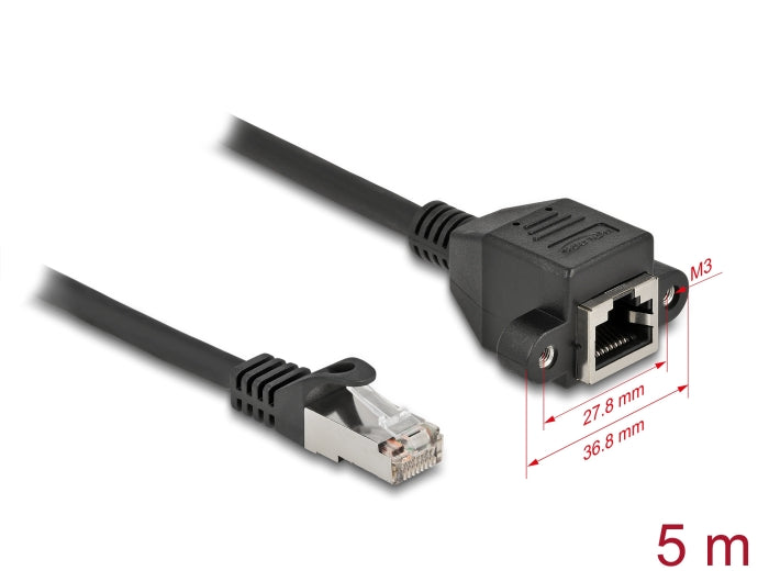 Delock Netzwerk Verlängerungskabel S/FTP RJ45 Stecker zu RJ45 Buchse Cat.6A 5 m schwarz