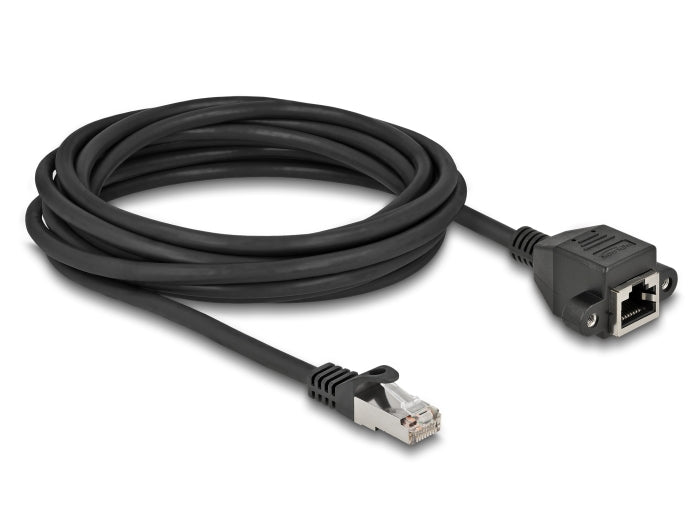 Delock Netzwerk Verlängerungskabel S/FTP RJ45 Stecker zu RJ45 Buchse Cat.6A 5 m schwarz
