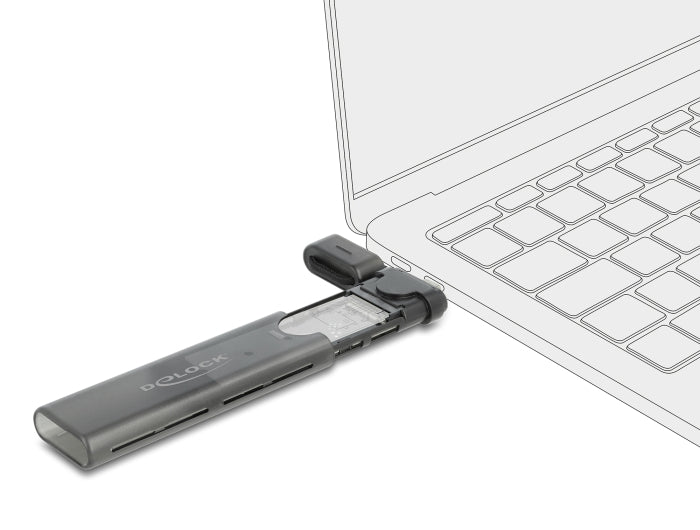 Delock Externes USB Type-C™ Combo Gehäuse für M.2 NVMe PCIe oder SATA SSD - werkzeugfrei