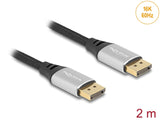 Delock DisplayPort Kabel 16K 60 Hz 2 m silber Metall