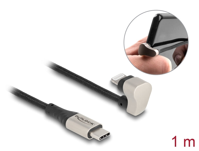 Delock Daten- und Ladekabel USB Type-C™ zu Lightning™ für iPhone™ und iPad™ 180° gewinkelt 1 m MFi